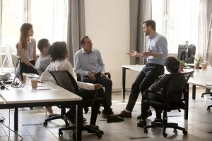 Supervisor coaching employees
