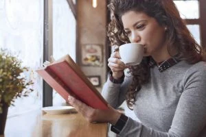 woman reading a book