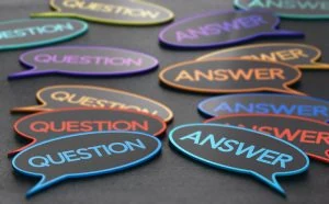 Conversation bubbles with the words question and answer.