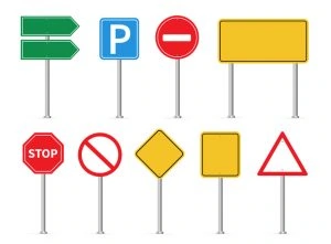 Road signs set. Vector illustration. on white background