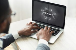 Man participating in webinar