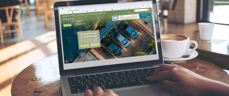 Parking & Mobility Magazine Cover November 2024 shown on a laptop