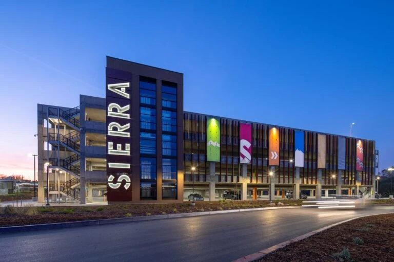 Colorful outside picture of Sierra College Parking Garage