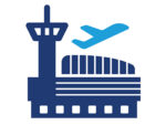 Airport and ascending airplane member icon