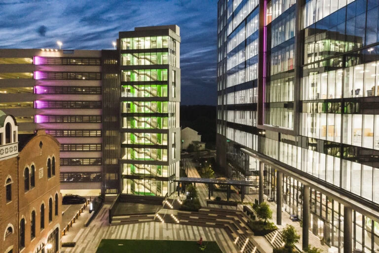 Image of tall buildings including a parking garage
