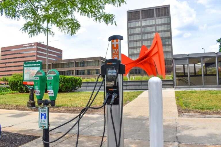 EV charging stations in parking lot