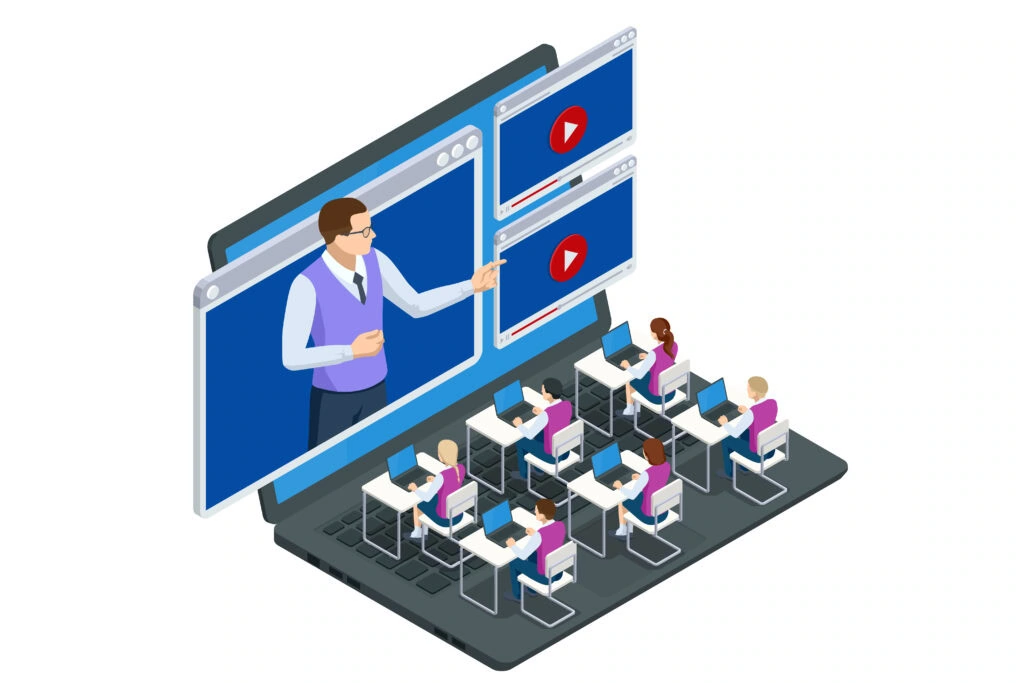 Digital classroom online education. E-learning, online education at home.