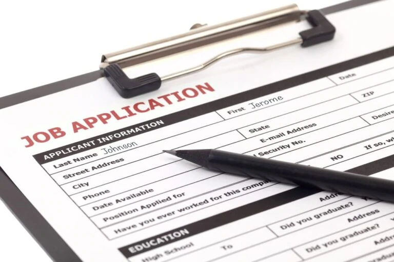 Rendering of job application form and pen
