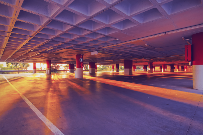 Shot of the inside of an empty parking lot