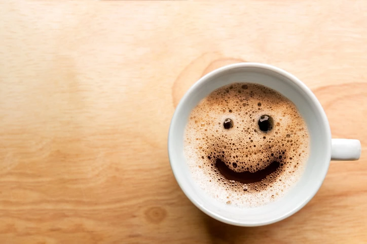 Smiley face on morning coffee in Fang, Thailand