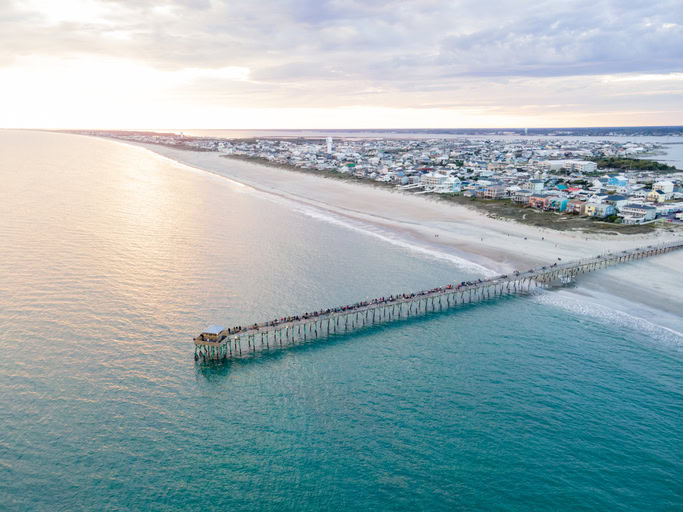 Drone View of Oceanana Pier in Atlantic Beach, NC