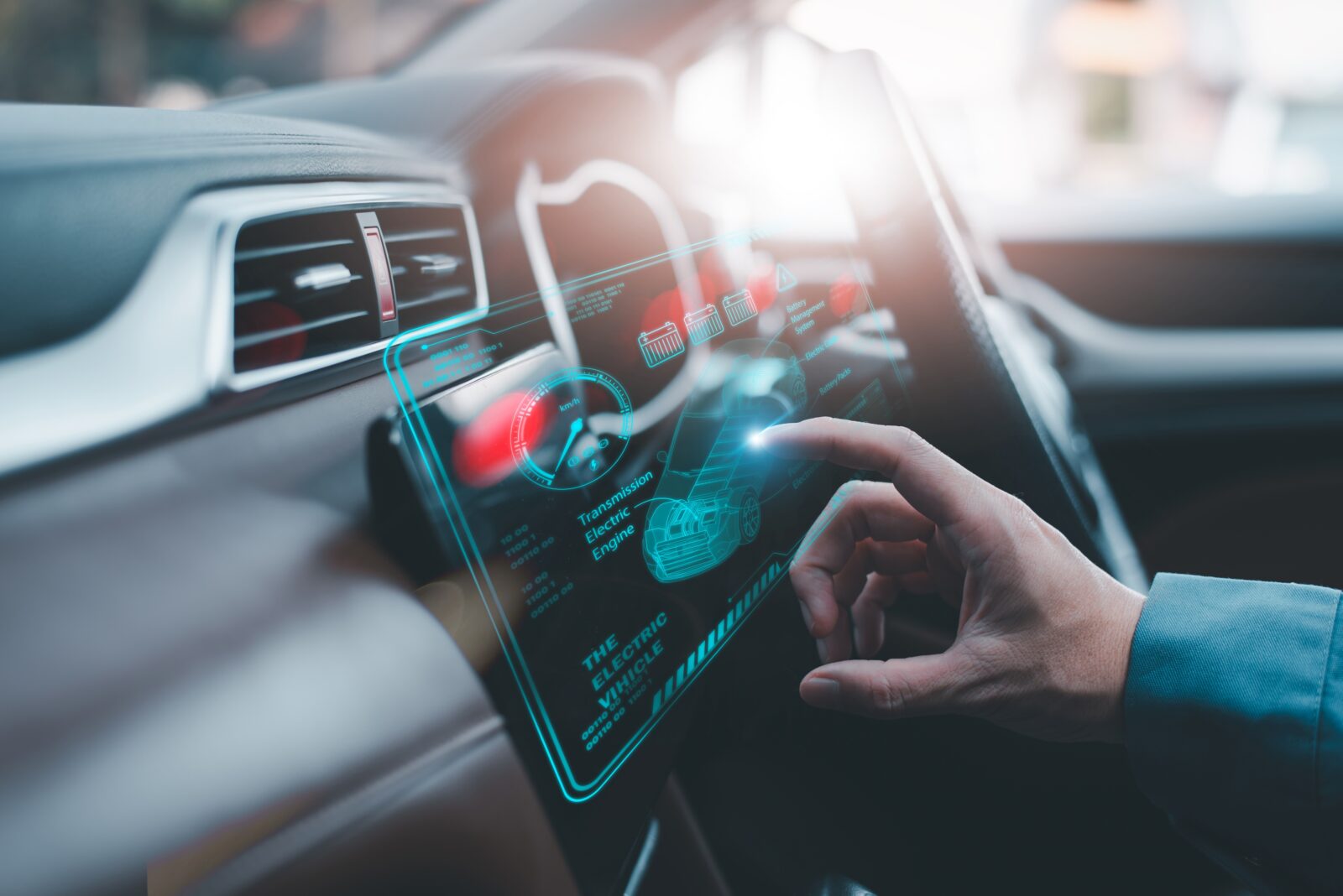 Hand Interacting With A High-tech Holographic in Vehicle