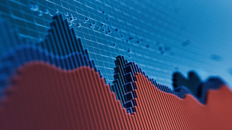 Financial technology graph with trends lines.