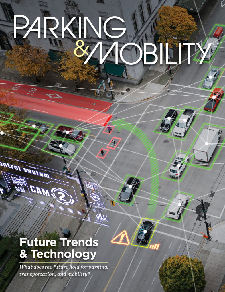 Cover of the May 2025 Parking & Mobility Magazine for IPMI.