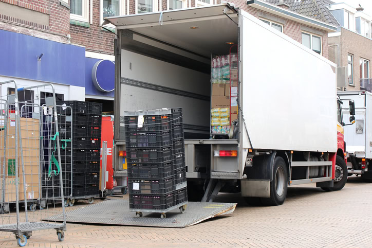 Delivery Truck Being Unloaded