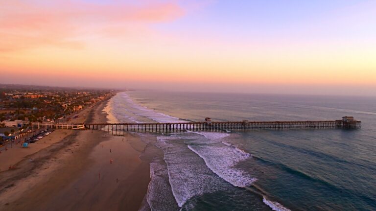 Oceanside, California. Longest wooden pier on the west coast during sunset.