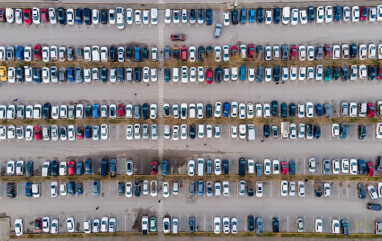 Shot of car park from above