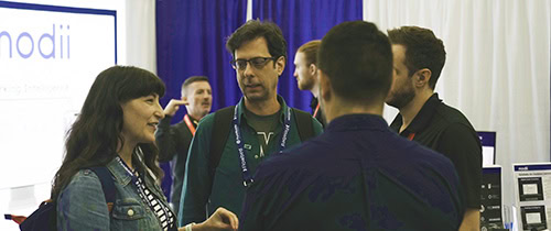 Attendees networking