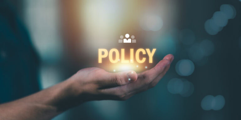 Concept of organizational policy and governance, highlighting compliance, corporate standards, ethical guidelines, management framework, and structured operational rules for modern businesses.