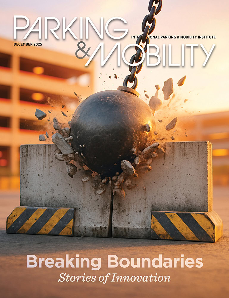 December 2025 innovation themed cover of Parking ^ Mobility magazine.