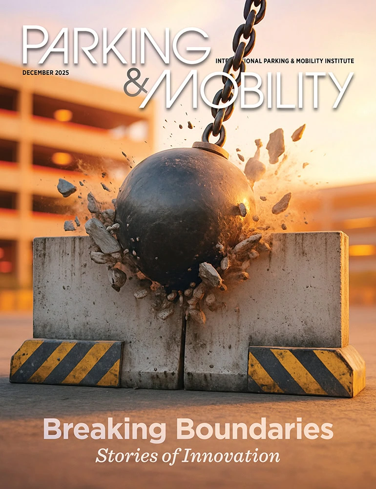 December 2025 innovation themed cover of Parking ^ Mobility magazine.