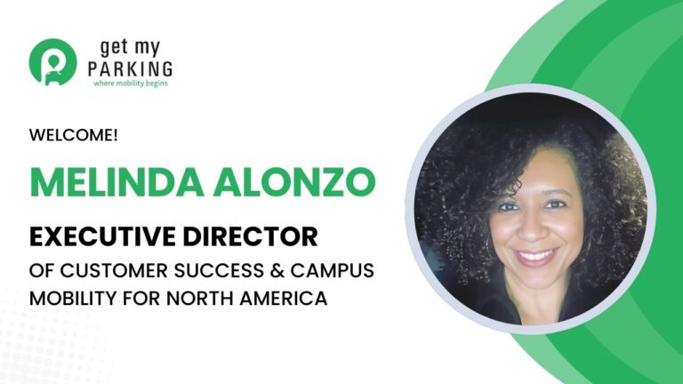 Get My Parking (logo) Appoints Melinda Alonzo (headshot), PTMP, Executive Director of Customer Success & Campus Mobility, North America