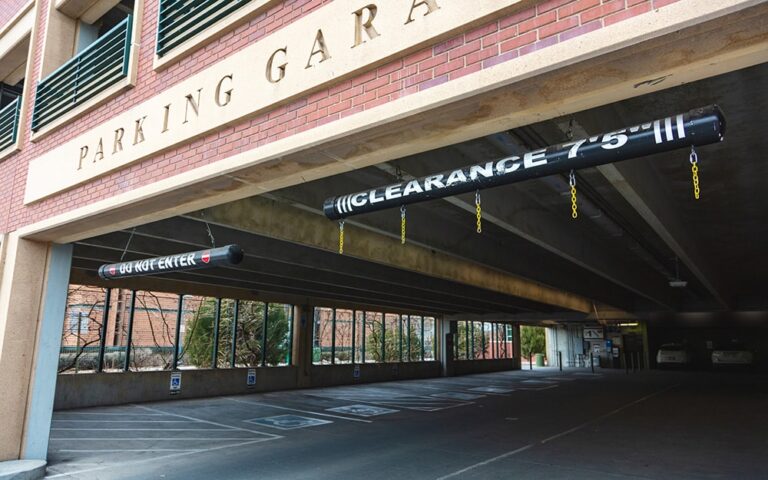 Entrance to an indoor parking garage