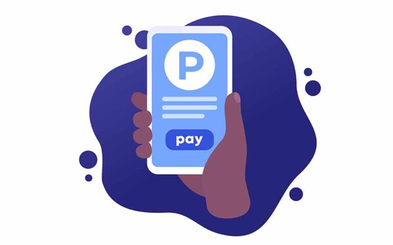 Parking pay with app phone in hand